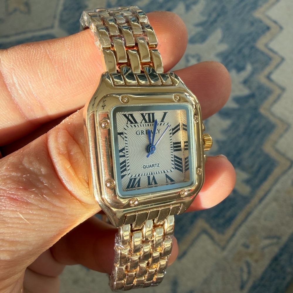 Panthere Classic Rectangle Stainless Steel Gold Watch - Picture 17 of 17